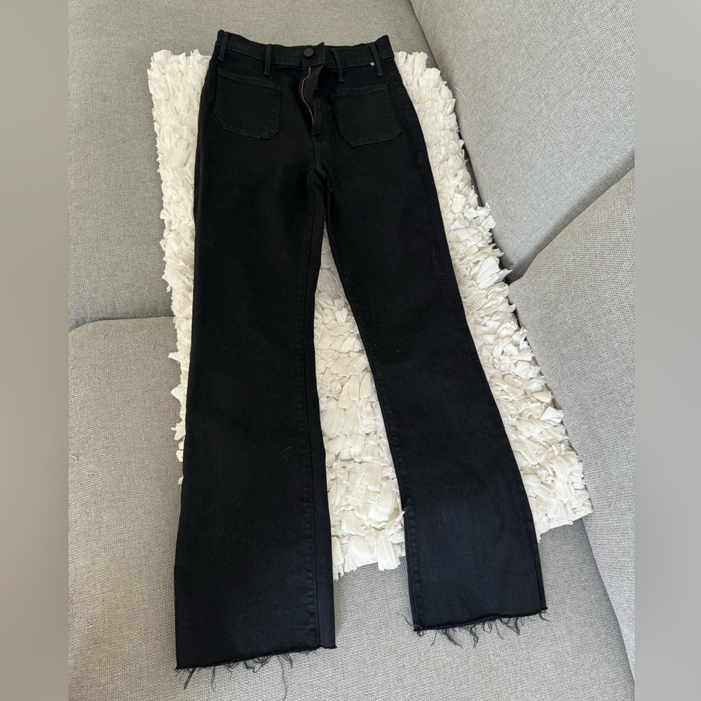 Mother The Hustler Patch Pocket High Waist Ankle Flare Jeans